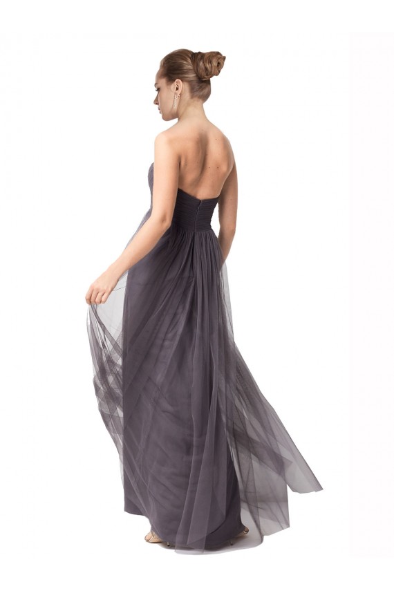 Comprar Vintage Rose línea A Cuello de Corazón Tul Largo Vestidos de dama de honor