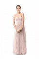 Comprar Vintage Rose línea A Cuello de Corazón Tul Largo Vestidos de dama de honor