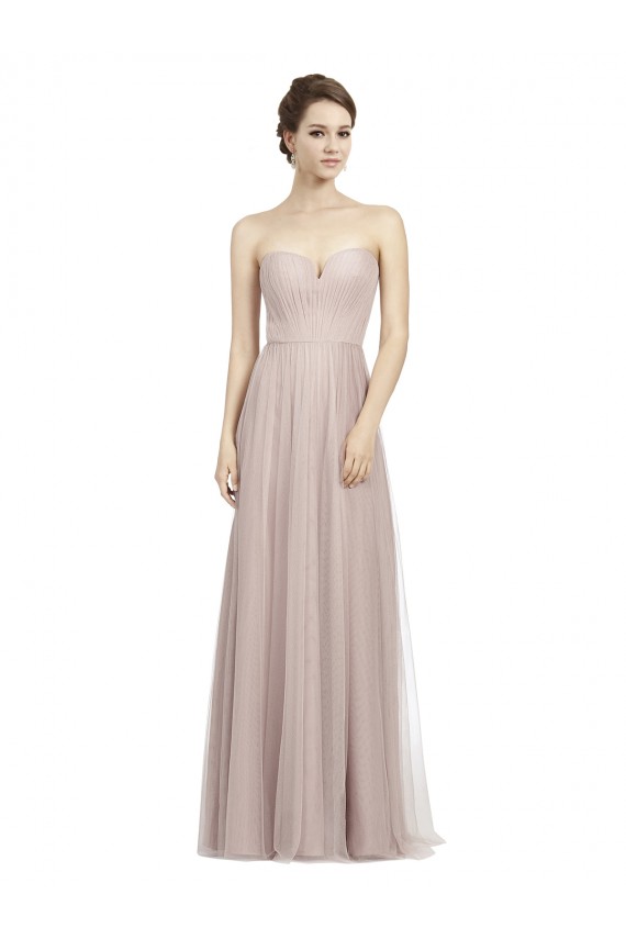 Comprar Vintage Rose línea A Cuello de Corazón Tul Largo Vestidos de dama de honor