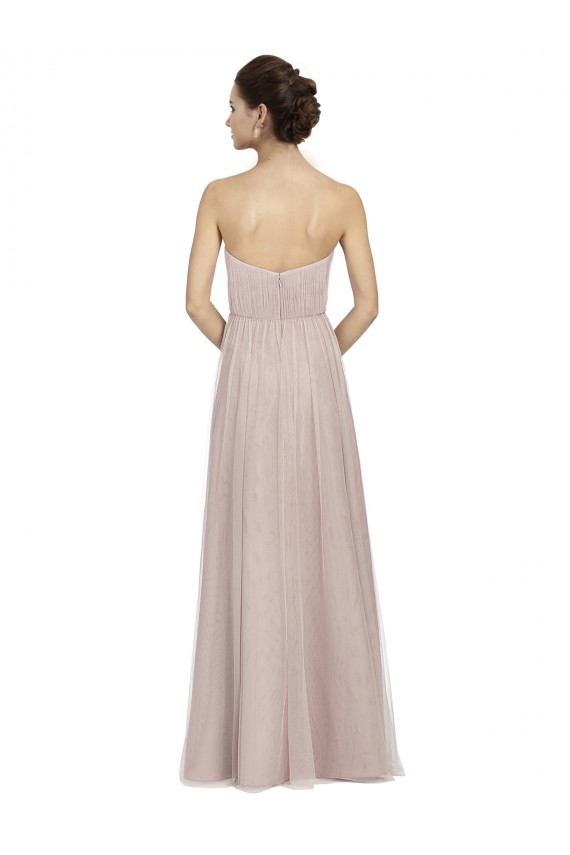 Comprar Vintage Rose línea A Cuello de Corazón Tul Largo Vestidos de dama de honor