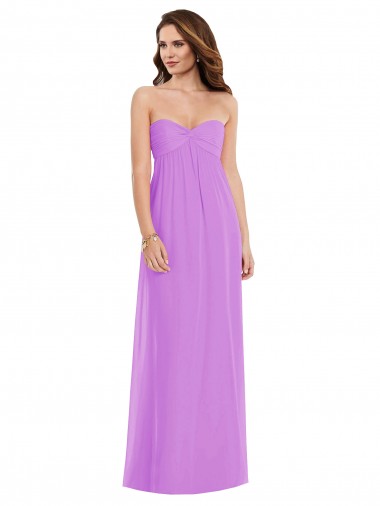 Comprar Violeta línea A Cuello de Corazón Gasa Largo Vestidos de dama de honor