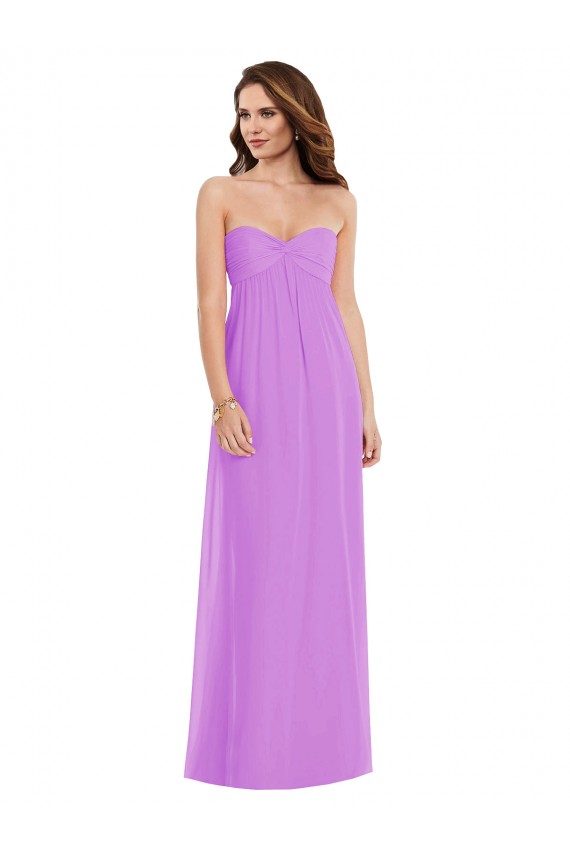 Comprar Violeta línea A Cuello de Corazón Gasa Largo Vestidos de dama de honor