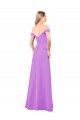 Comprar Violeta línea A Hombros Descubiertos Gasa Largo Vestidos de dama de honor