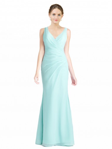 Comprar Waterfall Sirena Cuello en V Gasa Encaje Largo Vestidos de dama de honor