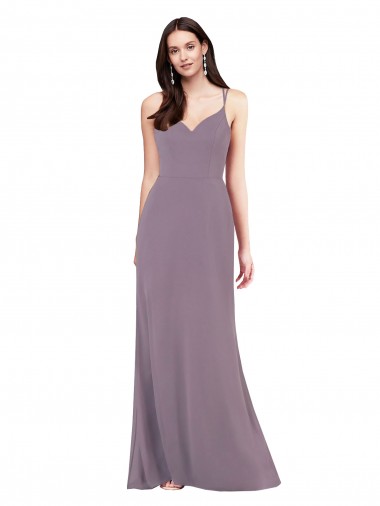 Comprar lavanda oscura Columna Cuello de Corazón Gasa Largo Formales Vestidos de dama de honor / Vestidos de noche