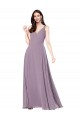 Comprar lavanda oscura Cubierta Cuello en V Gasa Largo Formales Vestidos de dama de honor / Vestidos de noche