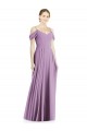 Comprar lavanda oscura línea A Hombros Descubiertos Tirantes espagueti Gasa Largo Vestidos de dama de honor
