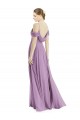 Comprar lavanda oscura línea A Hombros Descubiertos Tirantes espagueti Gasa Largo Vestidos de dama de honor