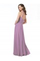 Comprar lavanda oscura línea A Tirantes espagueti Gasa Encaje Largo Vestidos de dama de honor