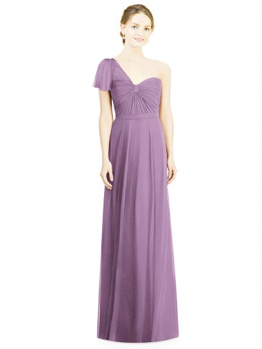 Comprar lavanda oscura línea A Un Hombre Cuello de Corazón Gasa Largo Vestidos de dama de honor