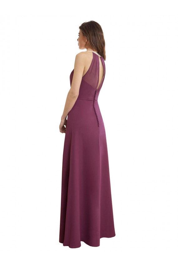 Comprar línea A Cuello Alto Gasa Largo Vestidos de dama de honor