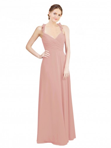Comprar línea A Cuello de Corazón Gasa Largo Vestidos de dama de honor