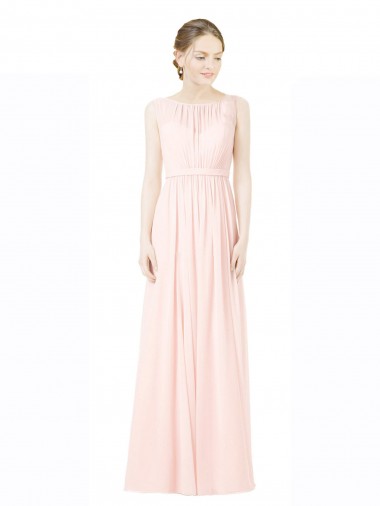 Comprar línea A Cuello de Corazón Jewel Gasa Largo Vestidos de dama de honor