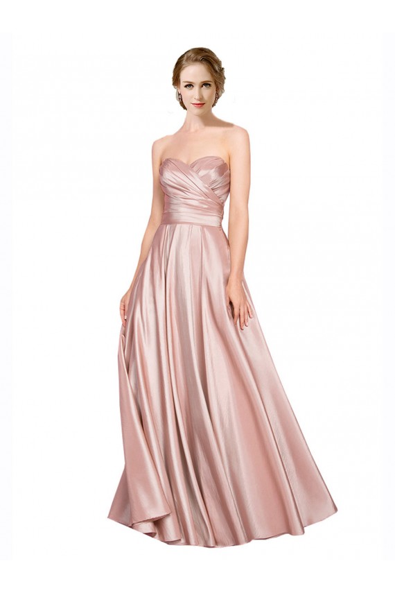 Comprar línea A Cuello de Corazón Sin tirantes Satén elástico Largo Formales Vestidos de dama de honor / Vestidos de fiesta