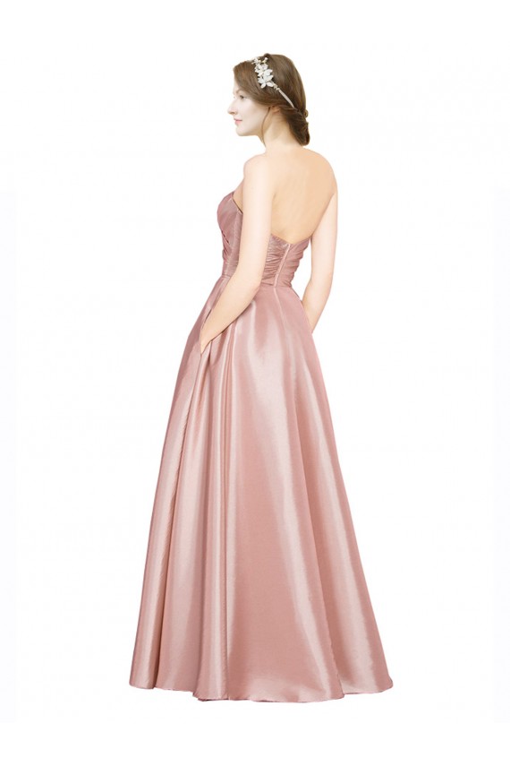 Comprar línea A Cuello de Corazón Sin tirantes Satén elástico Largo Formales Vestidos de dama de honor / Vestidos de fiesta