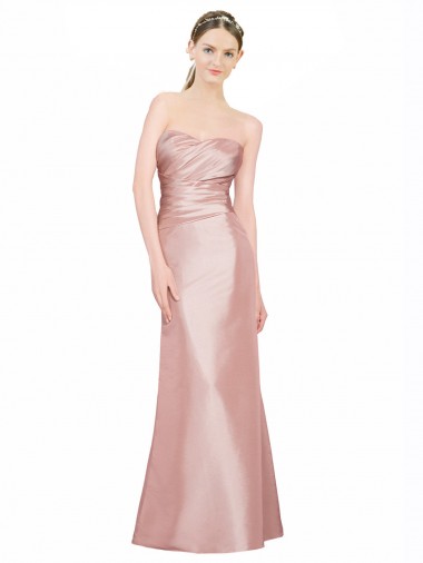 Comprar línea A Cuello de Corazón Sin tirantes Satén elástico Largo Formales Vestidos de dama de honor / Vestidos de fiesta