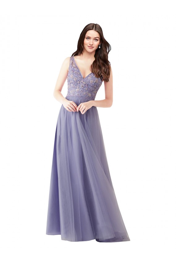 Comprar línea A Cuello de Corazón Tul Encaje Largo Vestidos de dama de honor