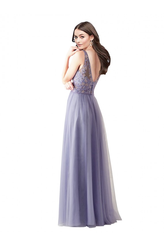 Comprar línea A Cuello de Corazón Tul Encaje Largo Vestidos de dama de honor