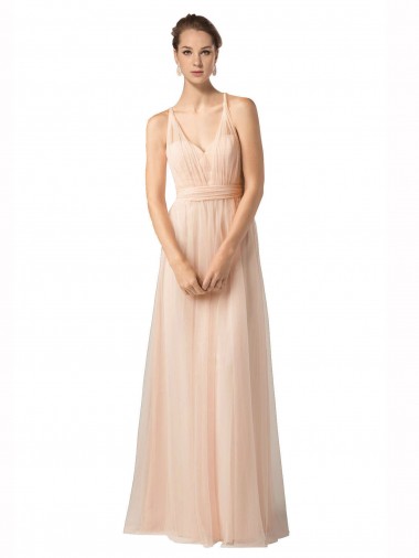 Comprar línea A Cuello de Corazón Tul Largo Vestidos de dama de honor
