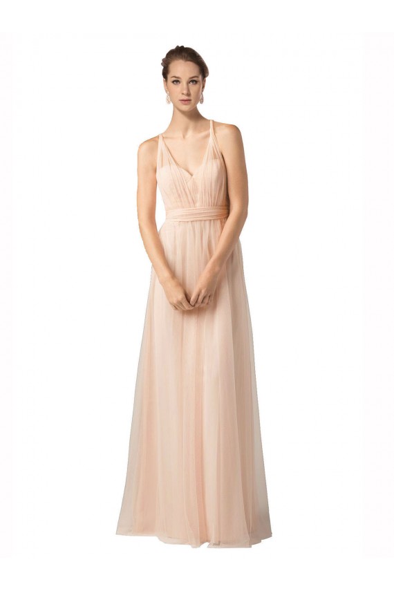 Comprar línea A Cuello de Corazón Tul Largo Vestidos de dama de honor