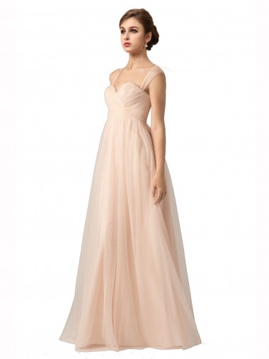 Comprar línea A Cuello de Corazón Tul Largo Vestidos de dama de honor