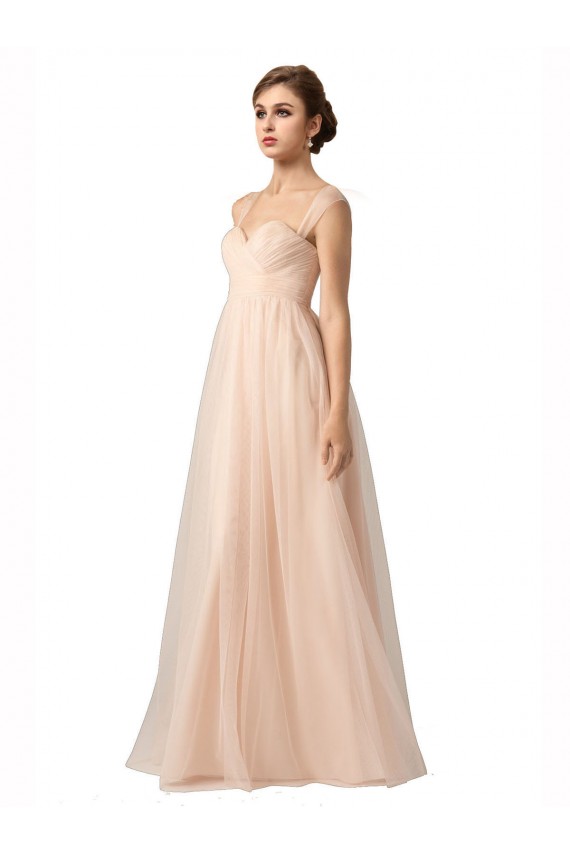 Comprar línea A Cuello de Corazón Tul Largo Vestidos de dama de honor