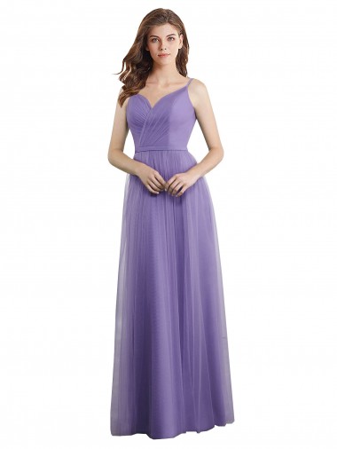 Comprar línea A Cuello de Corazón Tul Largo Vestidos de dama de honor