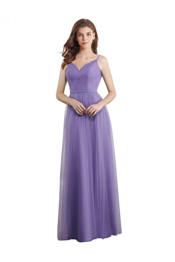 Comprar línea A Cuello de Corazón Tul Largo Vestidos de dama de honor