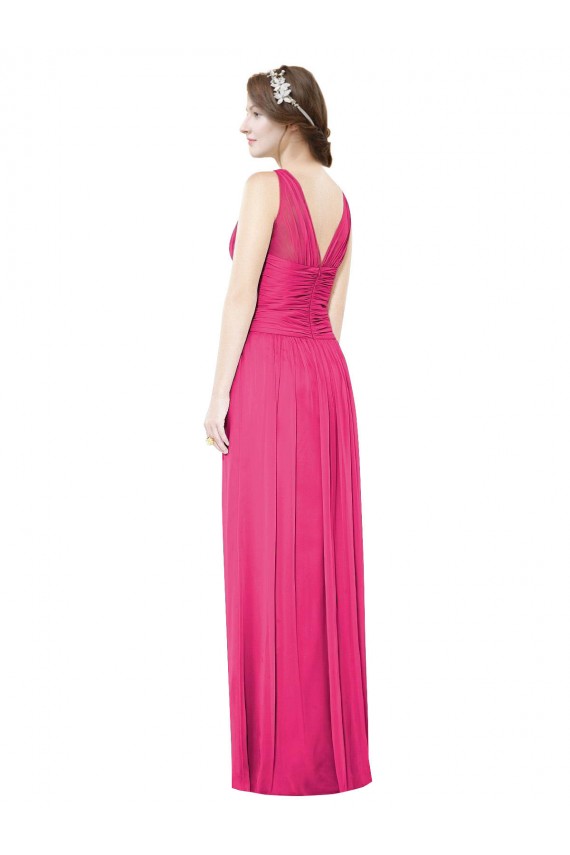 Comprar línea A Cuello en V Gasa Largo Vestidos de dama de honor
