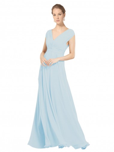 Comprar línea A Cuello en V Gasa Largo Vestidos de dama de honor