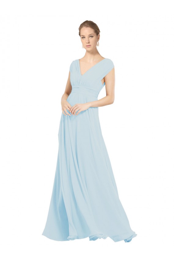 Comprar línea A Cuello en V Gasa Largo Vestidos de dama de honor