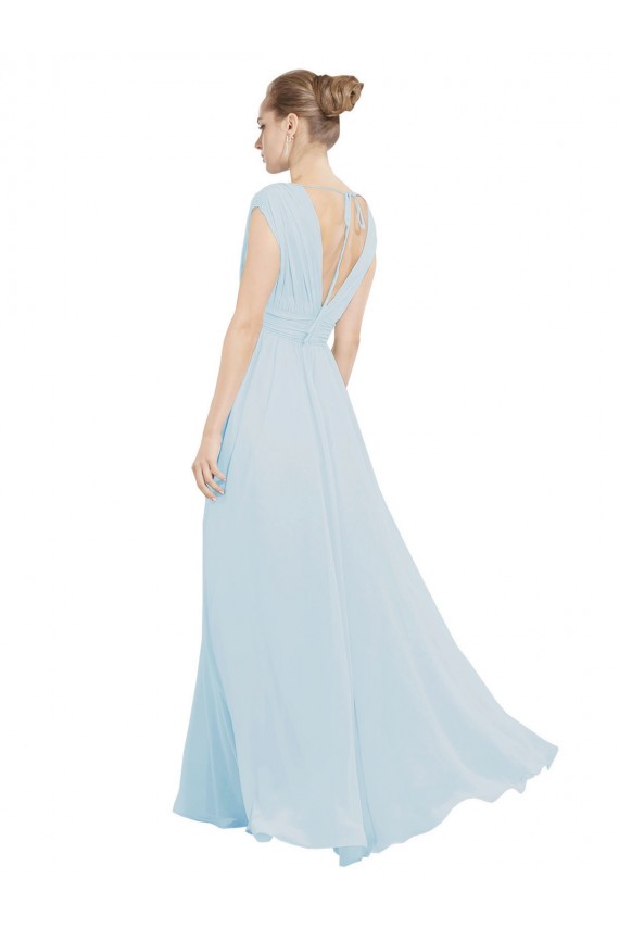 Comprar línea A Cuello en V Gasa Largo Vestidos de dama de honor