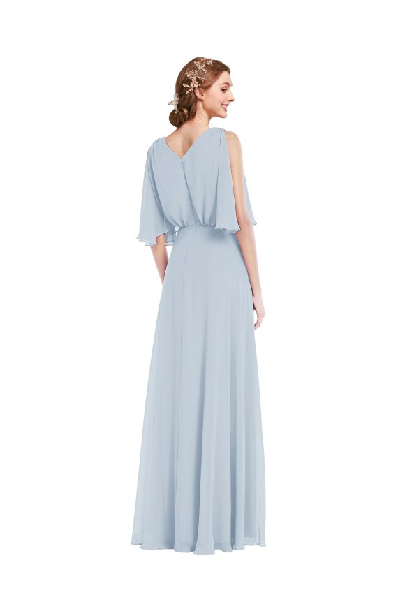 Comprar línea A Cuello en V Gasa Largo Vestidos de dama de honor