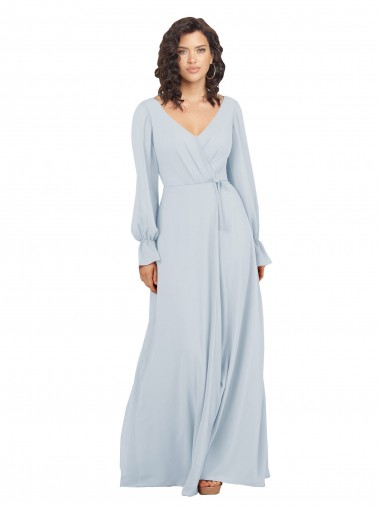 Comprar línea A Cuello en V Gasa Largo Vestidos de dama de honor