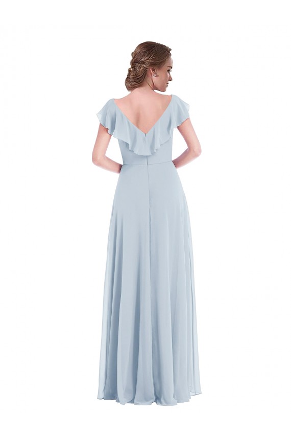 Comprar línea A Cuello en V Gasa Largo Vestidos de dama de honor