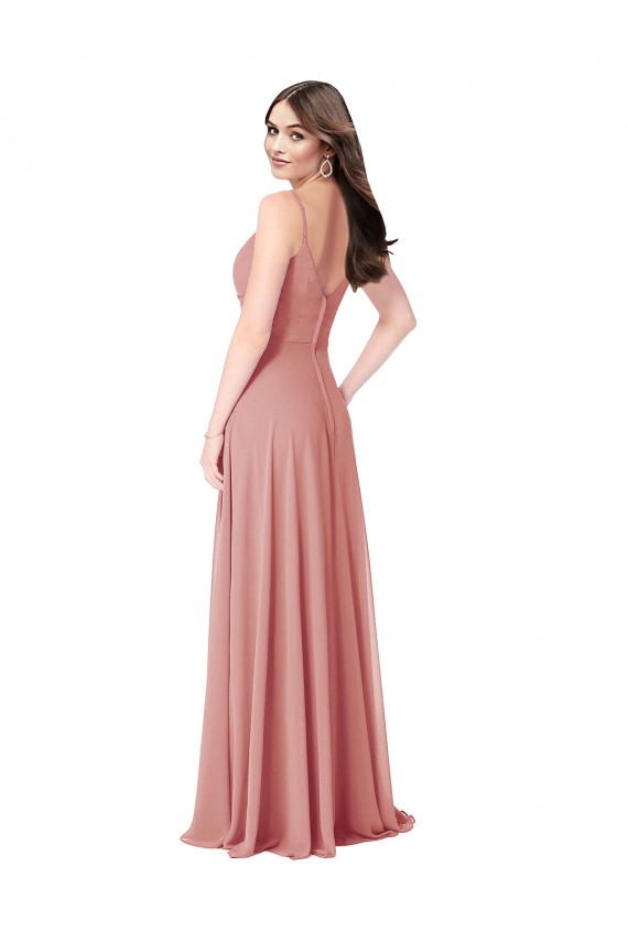 Comprar línea A Cuello en V Gasa Largo Vestidos de dama de honor