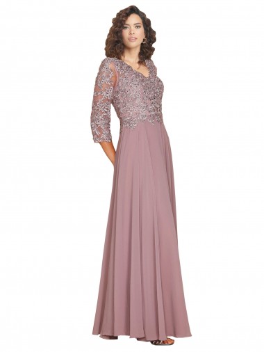 Comprar línea A Cuello en V Gasa Largo Vestidos de dama de honor / Vestidos de fiesta