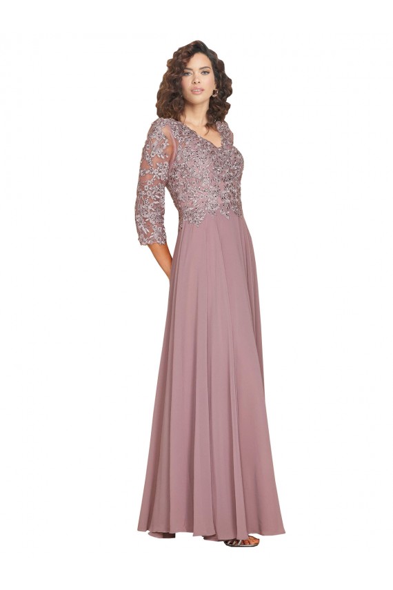 Comprar línea A Cuello en V Gasa Largo Vestidos de dama de honor / Vestidos de fiesta