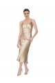 Comprar línea A Cuello en V Midi Satén sedoso Corto Formales Vestidos de dama de honor / Vestidos de fiesta / Vestidos de cóctel