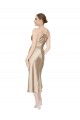 Comprar línea A Cuello en V Midi Satén sedoso Corto Formales Vestidos de dama de honor / Vestidos de fiesta / Vestidos de cóctel