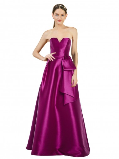 Comprar línea A Cuello en V Satén Largo Vestidos de dama de honor / Vestidos de fiesta