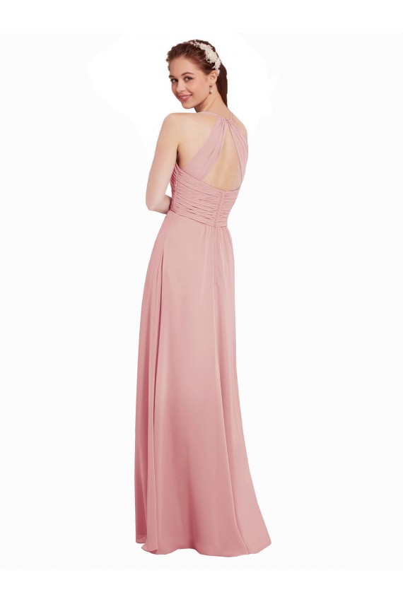 Comprar línea A Halter Gasa Largo Vestidos de dama de honor