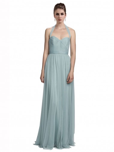 Comprar línea A Halter Tul Largo Vestidos de dama de honor