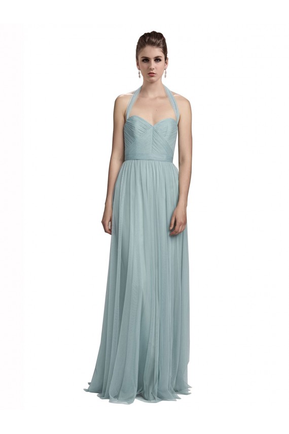 Comprar línea A Halter Tul Largo Vestidos de dama de honor