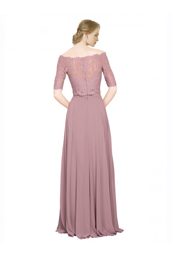 Comprar línea A Hombros Descubiertos Gasa Encaje Largo Vestidos de dama de honor / Vestidos de fiesta