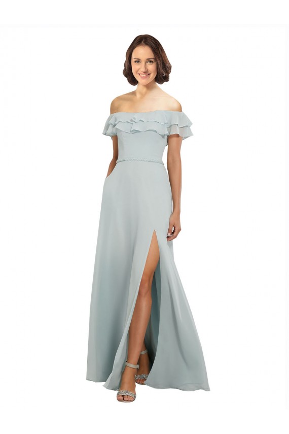 Comprar línea A Hombros Descubiertos Gasa Largo Vestidos de dama de honor