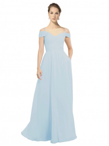 Comprar línea A Hombros Descubiertos Gasa Largo Vestidos de dama de honor