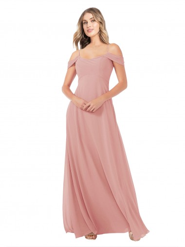Comprar línea A Hombros Descubiertos Gasa Largo Vestidos de dama de honor