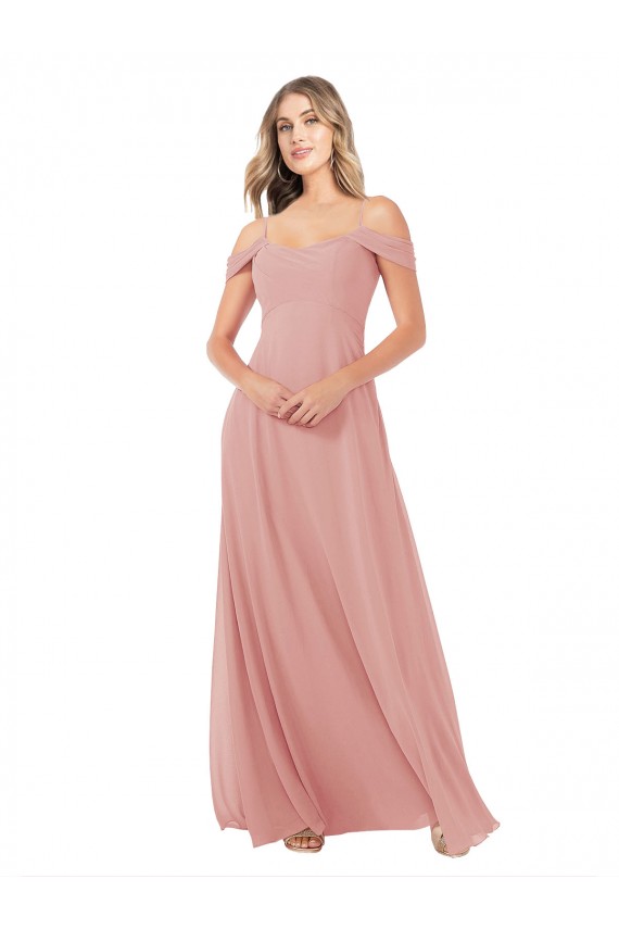 Comprar línea A Hombros Descubiertos Gasa Largo Vestidos de dama de honor