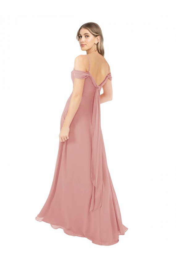 Comprar línea A Hombros Descubiertos Gasa Largo Vestidos de dama de honor